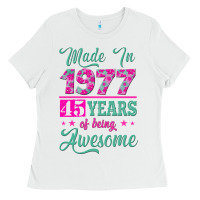 White made in 1977, 45 years of being awesome Ladies Tee - Jasminsmagicworld