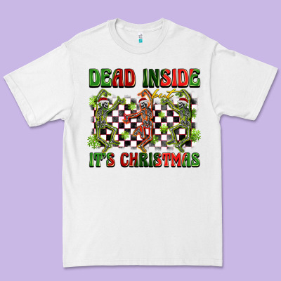 Dead Inside But It's Christmas Dancing Skeletons Premium Tee Designed By Barkaloodesign