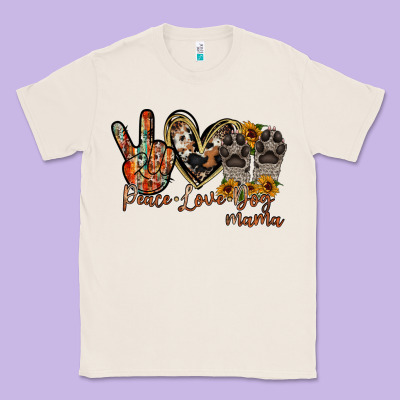Peace Love Dog Mama Classic Tee Designed By Racoondesign