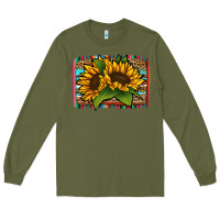 Army Green sunflower serape leopard background Long Sleeve Tee - Jasminsmagicworld