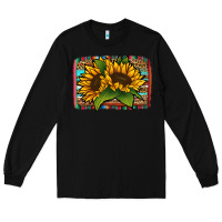 Black sunflower serape leopard background Long Sleeve Tee - Jasminsmagicworld