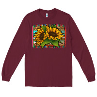 Burgundy sunflower serape leopard background Long Sleeve Tee - Jasminsmagicworld