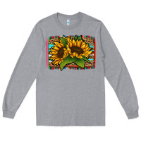 Heather Grey sunflower serape leopard background Long Sleeve Tee - Jasminsmagicworld