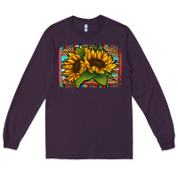 Plum sunflower serape leopard background Long Sleeve Tee - Jasminsmagicworld