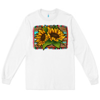 White sunflower serape leopard background Long Sleeve Tee - Jasminsmagicworld