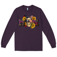 Plum american mom skull Long Sleeve Tee - CowGirlArtShop