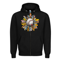 Black Baseball Sunflower Zipper Hoodie - CowhideDigitalArt