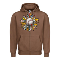 Chestnut Baseball Sunflower Zipper Hoodie - CowhideDigitalArt