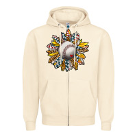 Sandshell Baseball Sunflower Zipper Hoodie - CowhideDigitalArt