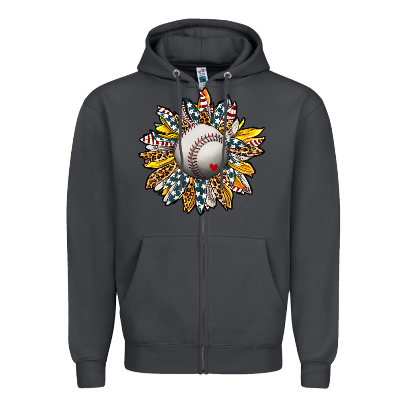 Baseball Sunflower Zipper Hoodie by CowhideDigitalArt | Teevron