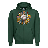 Sports Green Baseball Sunflower Zipper Hoodie - CowhideDigitalArt
