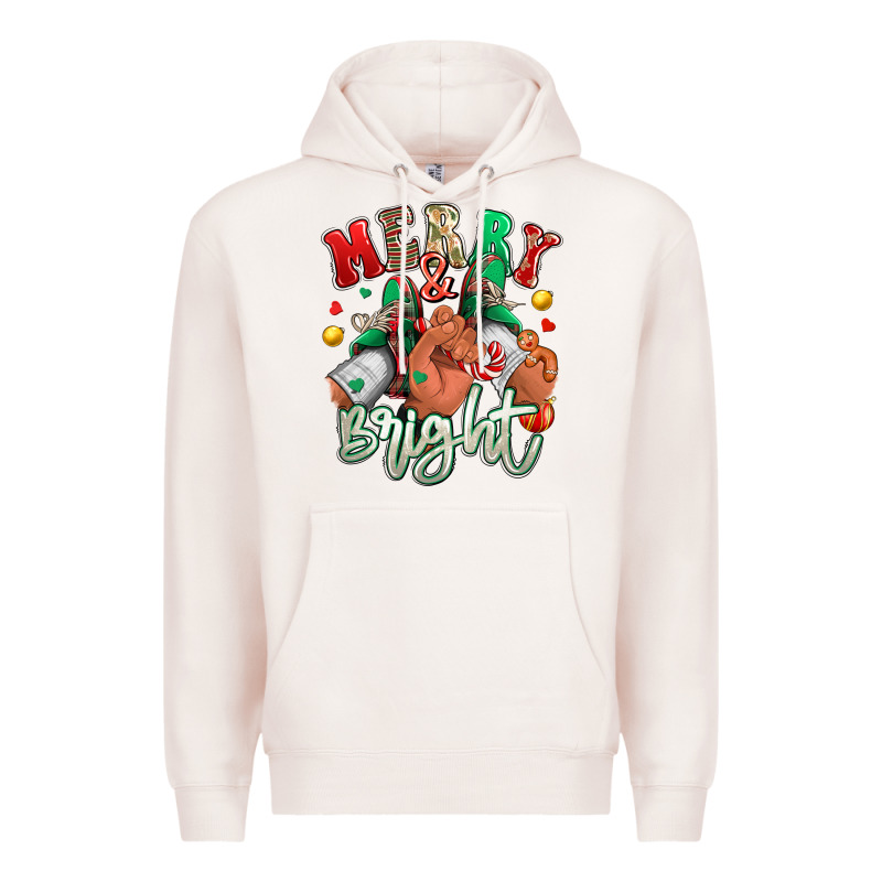 Merry And Bright Black Man Sneakers Premium Hoodie by RanaPortraitStore | Teevron