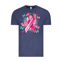 Vintage Denim Breast Cancer ribbon Cancer Awareness Vintage Tee - HowdyJamesFarm