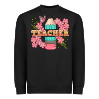 Black teacher floral pencil Heavyweight Sweatshirt - BundleAndBundleShop