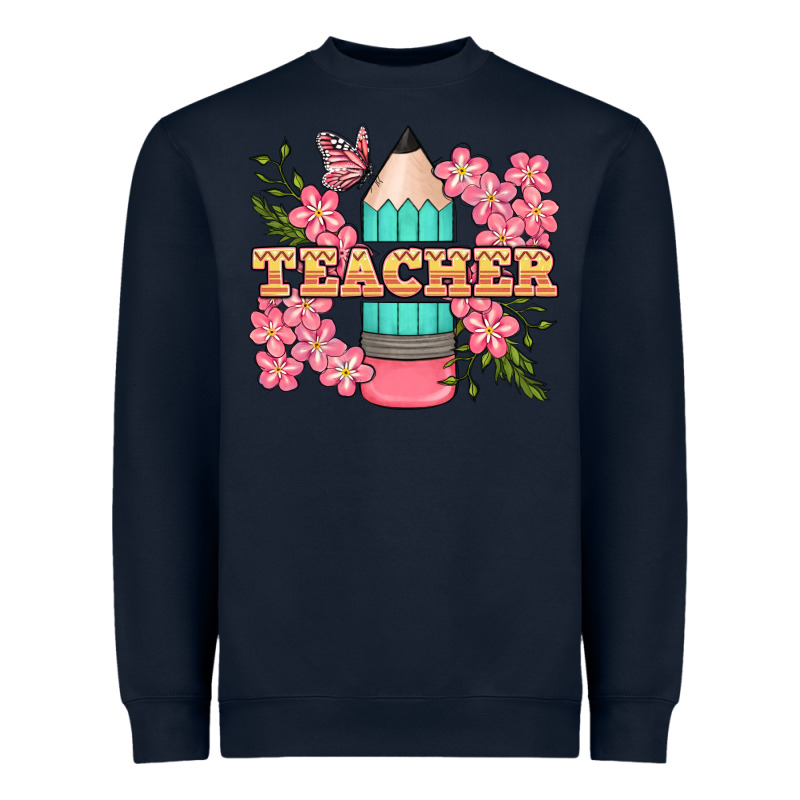 Teacher Floral Pencil Heavyweight Sweatshirt by BundleAndBundleShop | Teevron