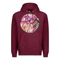 Burgundy pink christmas pig Premium Hoodie - FaDigitalArtStudio