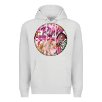 Dove Grey pink christmas pig Premium Hoodie - FaDigitalArtStudio
