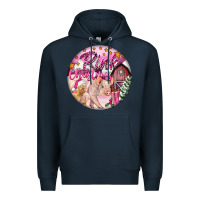 Navy pink christmas pig Premium Hoodie - FaDigitalArtStudio