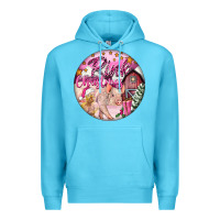 Ocean Blue pink christmas pig Premium Hoodie - FaDigitalArtStudio