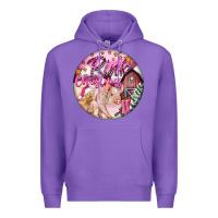 Purple pink christmas pig Premium Hoodie - FaDigitalArtStudio