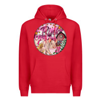 Red pink christmas pig Premium Hoodie - FaDigitalArtStudio