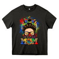 Asphalt autism mom messy bun Heavy Core Tee - LillyAllenDesigns
