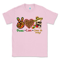 Bubblegum Pink Peace Love Cinco De Mayo Classic Tee - texasbilliewilder