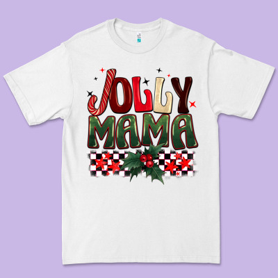 Christmas Jolly Mama Premium Tee Designed By Barkaloodesign