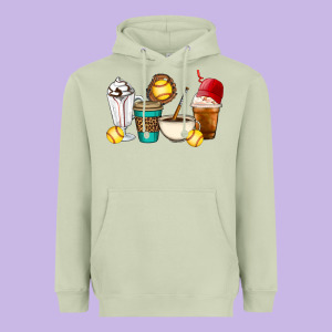 Softball Coffee Cups Heavyweight Hoodie Designed By Artiststas