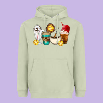 Softball Coffee Cups Heavyweight Hoodie Designed By Artiststas