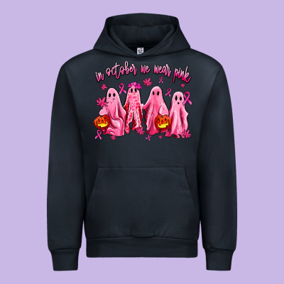 In October We Wear Pink Ghosts Urban Hoodie Designed By Adodesignshop