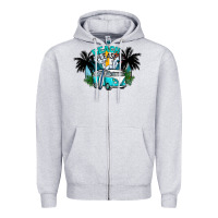 Heather Grey beach please Zipper Hoodie - CowhideDigitalArt