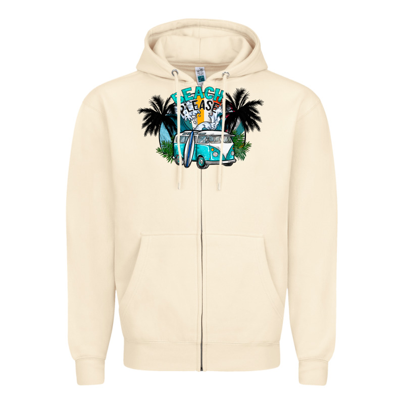 Beach Please Zipper Hoodie by CowhideDigitalArt | Teevron