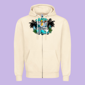 Beach Please Zipper Hoodie Designed By Cowhidedigitalart