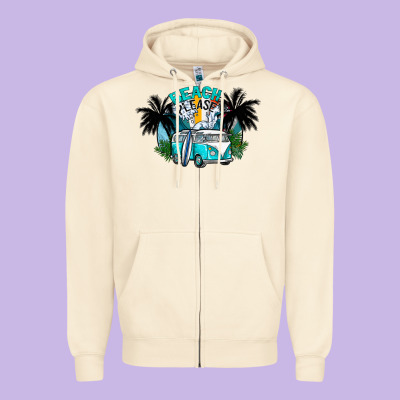 Beach Please Zipper Hoodie Designed By Cowhidedigitalart