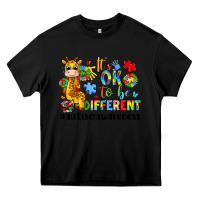 Black it s ok to be different giraffe Heavy Core Tee - LillyAllenDesigns