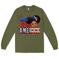 Army Green little miss america black girl peekaboo Long Sleeve Tee - CowGirlArtShop