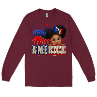 Burgundy little miss america black girl peekaboo Long Sleeve Tee - CowGirlArtShop
