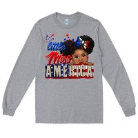 Heather Grey little miss america black girl peekaboo Long Sleeve Tee - CowGirlArtShop