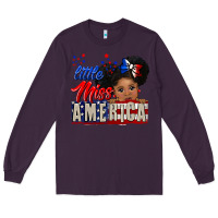 Plum little miss america black girl peekaboo Long Sleeve Tee - CowGirlArtShop