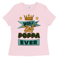 Bubblegum Pink world's best poppa ever Ladies Tee - Jasminsmagicworld