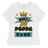 White world's best poppa ever Ladies Tee - Jasminsmagicworld
