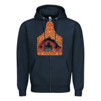Navy Barn Earning Zipper Hoodie - CowhideDigitalArt