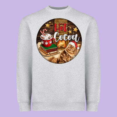 Hot Cocoa With Cat Heavyweight Sweatshirt Designed By Fadigitalartstudio