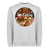 Heather Grey Hot Cocoa With Cat Heavyweight Sweatshirt - FaDigitalArtStudio