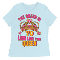 Baby Blue the queen is 70 long live the queen Ladies Tee - Jasminsmagicworld