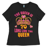 Black the queen is 70 long live the queen Ladies Tee - Jasminsmagicworld