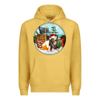 Antique Gold Christmas Pig With Chicken Premium Hoodie - FaDigitalArtStudio