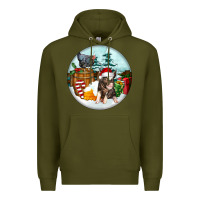 Army Green Christmas Pig With Chicken Premium Hoodie - FaDigitalArtStudio