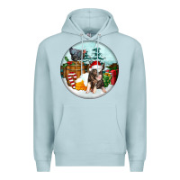 Blue Mist Christmas Pig With Chicken Premium Hoodie - FaDigitalArtStudio